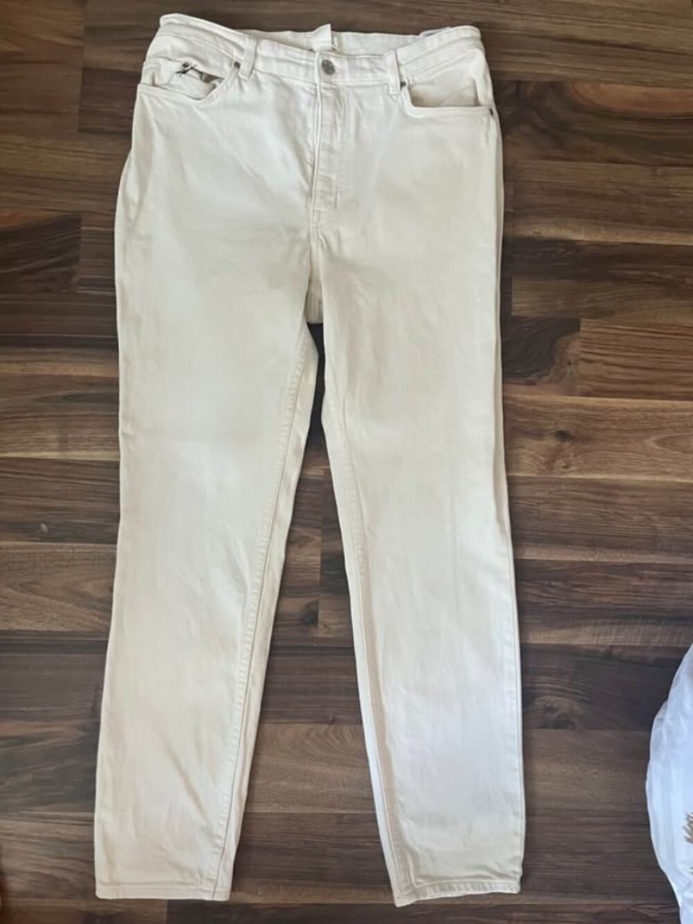 H&M cream beige straight leg jeans size 10